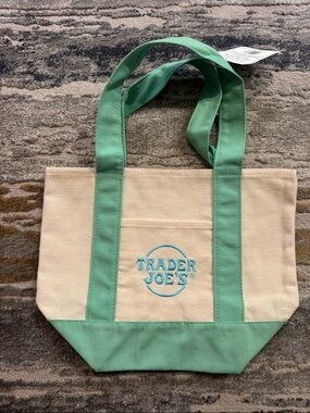 Trader Joe’s Green & Cream Canvas Tote Bag